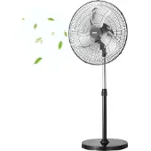 Vevor Industrieller Standventilator, 570 mm, 90-Grad-Oszillationsventilator, höhenverstellbare Ventilatoren mit 3 einstellbaren Geschwindigkeiten, Windmaschine für Wohnzimmer, Zuhause, Büro, Schwarz