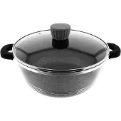 Almina Kochtöpfe mit Glasdeckel Antihaftbeschichtung Aluminium-Druckguss in Grau ?24 cm
