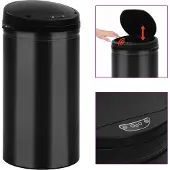 The Living Store Automatischer Sensor-Mülleimer 50 L Kohlenstoffstahl Schwarz