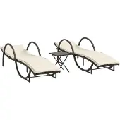Syfax Sonnenliegen 2 Stk. mit Tisch Braun Poly Rattan