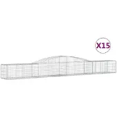 vidaXL Gabionen mit Hochbogen 15 Stk. 400x50x40/60cm Verzinktes Eisen