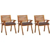 Syfax Garten-Essstühle mit Kissen 3 Stk. Massivholz Akazie