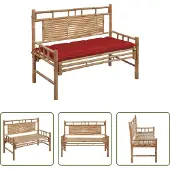 The Living Store Gartenbank mit Auflage 120 cm Bambus