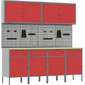 vidaXL Werkbank mit Schubladen 10 pcs Rot Ingenieure Holz und Stahl