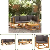 The Living Store 3-tlg. Garten-Sofagarnitur mit Kissen Massivholz Akazie