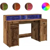 Syfax LED-Schreibtisch Altholz-Optik 140x55x91 cm Holzwerkstoff