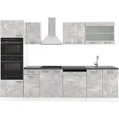 Vicco Küchenzeile R-Line Beton 300 cm mit Hochschrank, AP Anthrazit, Model 42156