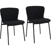 SVITA MARY 2er Set Esszimmerstuhl Polsterstuhl ohne Armlehnen Küchenstuhl Wohnzimmerstuhl Schwarz/Schwarz