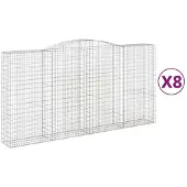 vidaXL Gabionen mit Hochbogen 8 Stk. 400x50x200/220cm Verzinktes Eisen