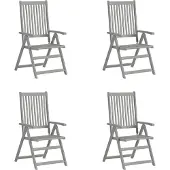 Syfax Verstellbare Gartenstühle 4 Stk. Grau Massivholz Akazie