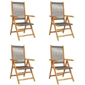 Syfax Gartenstuhl Verstellbar 4 Stk. Grau Massivholz Akazie