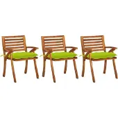 Syfax Garten-Essstühle mit Kissen 3 Stk. Massivholz Akazie
