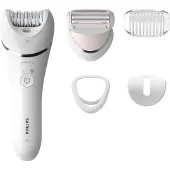 Philips 8000 series Epilator Series 8000 BRE710/00 Epilierer, nass und trocken, Weiß, 70400 RPM, 32 Disks, Batterie, 15 V, Integrierte Batterie