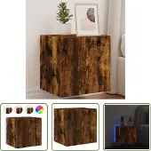 The Living Store TV-Wandschrank mit LED-Leuchten Räuchereiche 40,5x35x40 cm