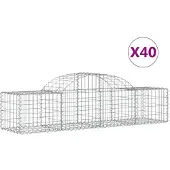 vidaXL Gabionen mit Hochbogen 40 Stk. 200x50x40/60 cm Verzinktes Eisen