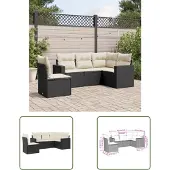 The Living Store 5-tlg. Garten-Sofagarnitur mit Kissen Schwarz Poly Rattan