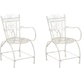 CLP 2er Set Stühle Sheela I Gartenstühle Aus Metall I Metallstuhl Mit Armlehnen Im Jugendstil, Farbe: antik-creme