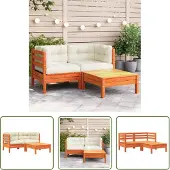 The Living Store Gartensofa mit Kissen und Hocker 2-Sitzer