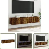 The Living Store TV-Wandschränke mit LED-Leuchten 2 Stk. Räuchereiche 80x35x31cm