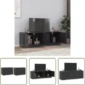 The Living Store TV-Schränke 2 Stk. Schwarz 67x39x44 cm Stahl