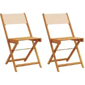 Syfax Bistrostühle 2 Stk. Beige Massivholz Akazie & Stoff