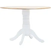 Syfax Esstisch Weiß und Braun 106 cm Massivholz Gummibaum