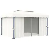 Syfax Pavillon mit Vorhang 4x3 m Cremeweiß Aluminium