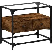 Syfax TV-Schrank mit Glasplatte Räuchereiche 60x35x51cm Holzwerkstoff