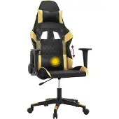 Syfax Gaming-Stuhl mit Massagefunktion Schwarz & Golden Kunstleder