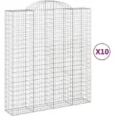 vidaXL Gabionen mit Hochbogen 10Stk. 200x50x220/240cm Verzinktes Eisen
