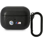 BMW BMAP22PVTK AirPods Pro Hülle, schwarz/schwarzes Leder, gebogene Linie