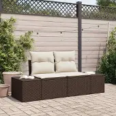 Syfax Gartensofa mit Kissen Braun 184 x 62 x 69 cm Poly-Rattan