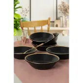 Hermia Concept , ST042306F956A841700MACD700, Tellerset (6 Stück), 100 % KERAMIK, Schwarz, 18 cm