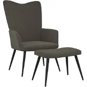 Syfax Relaxsessel mit Hocker Dunkelgrau Samt