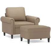 Syfax Sessel mit Hocker Cappuccino 60 cm Kunstleder