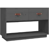 Syfax TV-Schrank Grau 90x40x60 cm Massivholz Kiefer