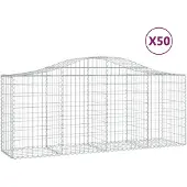 vidaXL Gabionen mit Hochbogen 50 Stk. 200x50x80/100cm Verzinktes Eisen