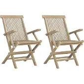 Syfax Gartenstühle 2 Stk. Klappbar Grau 56x61x89 cm Massivholz Teak