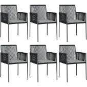 Syfax Gartenstühle mit Kissen 6 Stk. Schwarz 54x60,5x83,5 cm