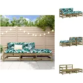 vidaXL 3-tlg. Garten-Lounge-Set mit Kissen Kiefernholz Imprägniert - Gartensofaelemente