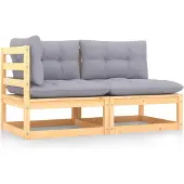 Syfax 2-tlg. Garten-Lounge-Set mit Kissen Kiefer Massivholz