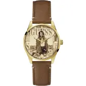 GUESS GW0290L1 Damen-Armbanduhr, Edelstahl-Gehäuse, Leder-Armband