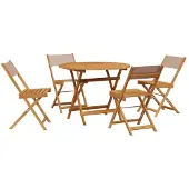 Syfax 5-tlg. Garten-Essgruppe Stoff und Massivholz Taupe