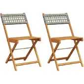 Syfax Klappstühle, 2 Stück, grau, Massivholz Akazie und Polyrattan