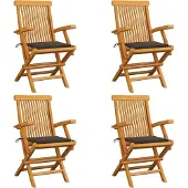 Syfax Gartenstühle mit Taupe Kissen 4 Stk. Massivholz Teak