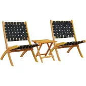 Syfax Gartenstühle 2 Stk. Klappbar mit Tisch Schwarz Massivholz