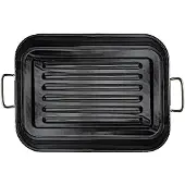 Kruger Emaille Grill- und Auflaufform 35,5 x 25,5 cm | Mit Edelstahlgriffen