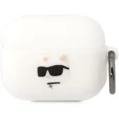 Karl Lagerfeld KLAPRUNCHH AirPods Pro Hülle weiß/weiß Silikon Choupette Kopf 3D
