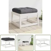The Living Store Gartenhocker mit Kissen Weiß Massivholz Kiefer