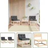 The Living Store Gartensofas mit Kissen 2 Stk. Massivholz Kiefer